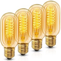 Unilamp Edison Bulbs, Vintage Edison Bulbs 40 Watt, T45 Incandescent Light Bulbs, E26 Decorative Light Bulbs, Antique Light Bulbs, Dimmable Filament Light Bulbs, Warm White 2700K, 110-130V, 4 Pack