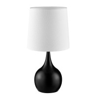 Table Lamp With Metal Base And Touch Sensor, White And Black