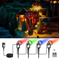 Volisun Christmas Landscape Color Changing Spotlights Christmas Outdoor Uplights With Transformer 7 Multicolored Waterproof Ip65 For Patio Walkway Pool Garden Yard Driveway(4Pack)