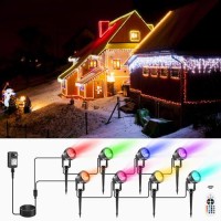 Volisun Christmas Landscape Color Changing Spotlights Christmas Outdoor Uplights With Transformer 7 Multicolored Waterproof Ip65 For Patio Walkway Pool Garden Yard Driveway(8Pack)