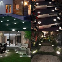 Brizled Solar Ground Lights Outdoor, 12 Pack 12 Led In-Ground Disk Lights Solar Powered Waterproof Sidewalk Disc Lights Garden Path Landscape Lighting For Pathway Yard Lawn Walkway Patio, Cool White