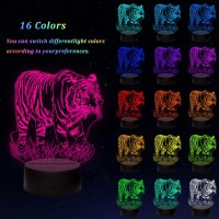 Pwwj 3D Night Light Tiger Creative Bedside Table Desk Illusion Lamp Color Changing Led Acrylic Rgb Lights For Tiger Fans Kid Be