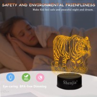 Pwwj 3D Night Light Tiger Creative Bedside Table Desk Illusion Lamp Color Changing Led Acrylic Rgb Lights For Tiger Fans Kid Be