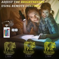 Pwwj 3D Night Light Tiger Creative Bedside Table Desk Illusion Lamp Color Changing Led Acrylic Rgb Lights For Tiger Fans Kid Be