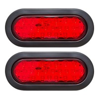 Oyviny 6 Inch Oval Red Led Trailer Tail Lights 2Pcs Super Bright 24Leds Oval 6 Brake Turn Stop Tail Lights With Flush Mount Gr