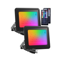 Meloght Led Flood Light Outdoor 400W Equiv 40W Rgb Color Changing Outdoor Floodlights With Remote Uplighting Indoor Ip66 Lands