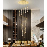 Haixiang 13Ft Long Crystal Chandelier For Living Room, Dining Room, Entryway, Kitchen, Hotel - Gold