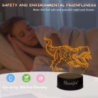 Pwwj 3D Night Light Dinosaur Creative Bedside Table Desk Illusion Lamp Color Changing Led Acrylic Rgb Lights For Dinosaur Fans