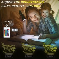 Pwwj 3D Night Light Dinosaur Creative Bedside Table Desk Illusion Lamp Color Changing Led Acrylic Rgb Lights For Dinosaur Fans