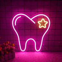 Lucunstar Tooth Neon Sign Pink Led Neon Light Sign Dental Office Neon Sign Wall Decor Hangings Led Sign Dentistry Wall Decor Business Sign Wall Art Decoration Gift For Dentist Dental Student Gift Dentist Retirement Gift Dentist Sign