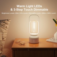 Artinx Retro Cordless Lantern Table Lamp 40 Hours Long Lasting Dimming Night Light Small Rechargeable Battery Operated Light