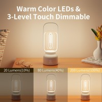 Artinx Retro Cordless Lantern Table Lamp 40 Hours Long Lasting Dimming Night Light Small Rechargeable Battery Operated Light