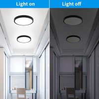 Hovenla 7 Inch Led Flush Mount Ceiling Light 18W 1800Lm 6500K Led Ceiling Light Fixtures For Porches Closets Stairs Black W