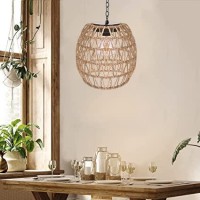 Livinlarge Boho Pendant Solar Light Rustic Handwoven Rattan Chandelier Coastal Retro Lamp Wedding Garden Courtyard Hallway Entr