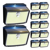 Solar Outdoor Lights Motion Sensor 12 Packs 158 Led Ultrabright Security Lights With 3 Modes Ip65 Waterproof Solar Powered