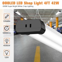 Oooled 6 Pack Led Shop Light 4Ft 42W 4500Lm 6500K Super Bright White Linkable Led Shop Light Plug In Shop Light With Pull Chai