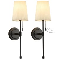 Wall Sconces Set Of 2 Retro Industrial Wall Lamps With Pull Chain Hardwired Bathroom Vanity Sconces Wall Lighting With White F