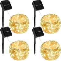 Twinkle Star 4 Pack Outdoor Solar String Lights, 39.4 Ft 120 Led Solar Powered Christmas Decorative Fairy Lights With 8 Modes, Waterproof Light For Xmas Patio Yard Wedding Party, Warm White