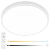 Hovenla Flush Mount Ceiling Light Fixture 24 Inch - 56W Light Fixture Ceiling Mount, 5600Lm White Dimmable Led Ceiling Light With Remote, 3000-6500K Adjustable Round Ceiling Lamp For Bedroom