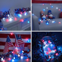 Suddus Patriotic Lights, 50 Led Battery Powered String Lights, Globe String Lights For Flag,Backyard, Patio, Garden, Party, Bedroom, Living Room, Classroom, Red White And Blue