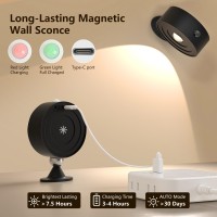 Led Wall Lights, Magnetic Wall Light With Motion Detection & 360Rotatable, Wireless & Rechargeable Wall Lights, 3 Color Temperatures & Stepless Dimming, Used For Reading, Corridor, Pictures, Makeup