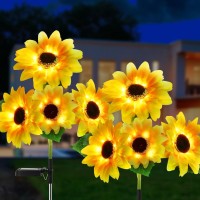 Mmhf Outdoor Solar Garden Stake Lights,Upgraded 2 Pack Led Solar Powered Light With 8 Sunflower, Waterproof Solar Decorative Lights For Garden, Patio, Backyard