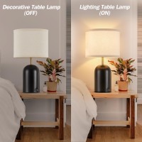 Touch Control Table Lamps Set Of 2, Modern Bedside Lamp With 2 Usb Ports, 3-Way Dimmable Gold And Black Nightstand Lamp With Fabric Shade For Living Room Bedroom Office Dorm(Led Bulbs Included)