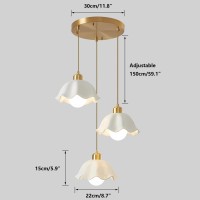 Fulesi 3 Light Pendant Light Minimalist Style Ceiling Hanging Lamp Retro White Wave Ceramic Lampshade Brass Finish Ceiling Light For Kitchen Island Bedroom Bedside