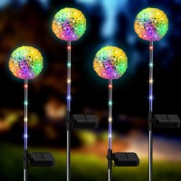 Amouhom Solar Garden Lights Outdoor 4 Pack Dandelion Lights Decorative Lights Upgraded Waterproof Solar Garden Decor For Yard, Patio, Landscape Decoration