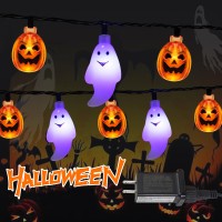 Hayata Halloween String Lights 60 Led 26Ft Pumkinghost Light With 30V Plug In Extendable 8 Modes Fairy Timer Function Light