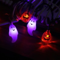 Hayata Halloween String Lights 60 Led 26Ft Pumkinghost Light With 30V Plug In Extendable 8 Modes Fairy Timer Function Light