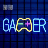 Attivolife Gamer Neon Sign Acrylic Led Lamp With Usb Powered Blue Yellow Light Up Game Controller Home Wall Decor Cool Birthd