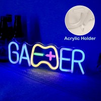 Attivolife Gamer Neon Sign Acrylic Led Lamp With Usb Powered Blue Yellow Light Up Game Controller Home Wall Decor Cool Birthd