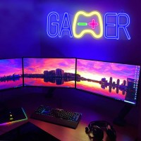 Attivolife Gamer Neon Sign Acrylic Led Lamp With Usb Powered Blue Yellow Light Up Game Controller Home Wall Decor Cool Birthd