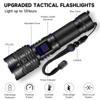 Rechargeable Flashlights High Lumens, 950000Lm Powerful Tactical Flashlights, 5 Modes Led Flashlight Adjustable, Brightest Flashlight Waterproof, Handheld Flash Light For Emergencies, Camping, Hiking