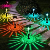 Bright Outdoor Solar Pathway Lights 6 Pack,Color Changing/Warm White Led Solar Lights Outdoor Waterproof Path Lights,Solar Powered Garden Landscape Decorative For Yard Walkway Lawn Driveway Backyard