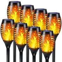 Mionsiden Solar Outdoor Lights - 8 Pack 12 Led Solar Torch Lights With Flickering Flame For Garden Decor Solar Garden Lights Outdoor Waterproof Solar Lights For Outside Yard Patio Solar Tiki Torches