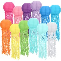 Retisee Set Of 12 Jellyfish Paper Lanterns Mermaid Hanging Lantern Under The Sea Party Decorations For Birthday Ocean Theme Part