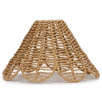 Modern Easy Fit Natural Rattan Wicker Rattan Flower Scallop Edge Living Room Bedroom Ceiling Pendant Light Shade