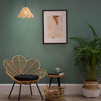 Modern Easy Fit Natural Rattan Wicker Rattan Flower Scallop Edge Living Room Bedroom Ceiling Pendant Light Shade