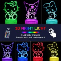 Sunduck 3D Illusion Cat Night Light For Kids 3 Patterns And 16 Colours Change With Remote Control Kitty Lamp Room Decor Birthd