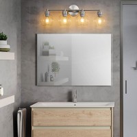 Yenlacy 4 Light Bathroom Vanity Light Brushed Nickel Bathroom Light Fixture With Clear Glass Shade And Metal Base Vanity Light