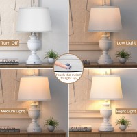 Vpazg Table Lamps Set Of 2 Modern Farmhouse Nightstand Lamp With Usb Ports 3Way Dimmable Touch Control Washed White Bedside L