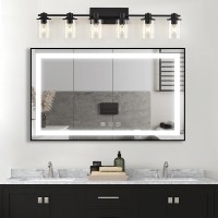 Xgfourseven 6Light Modern Bathroom Vanity Lights Industrial Matte Black Bathroom Light Fixtures With Clear Glass Vanity Lights