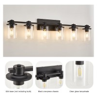 Xgfourseven 6Light Modern Bathroom Vanity Lights Industrial Matte Black Bathroom Light Fixtures With Clear Glass Vanity Lights