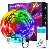 Daybetter Led Strip Lights,Smart Strips With App Control,5050 Rgb Led Lights For Bedroom, Music Sync Color Changing Lights For Room Home Decor Party Festival 50Ft(No Battery)