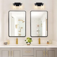 Dadul 2 Light Bathroom Vanity Light Modern Matte Black Bathroom Lights Fixtures Over Mirror Black Vanity Lights With Clear Gla