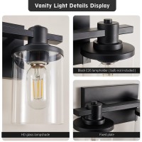 Dadul 2 Light Bathroom Vanity Light Modern Matte Black Bathroom Lights Fixtures Over Mirror Black Vanity Lights With Clear Gla