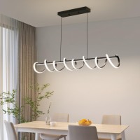 Black Chandelier Modern Ceiling Springshaped Pendant Light Fixtures Hanging Led Color Temperature And Height Adjustable Chand