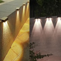 Aslidecor Solar Deck Lights Outdoor,4 Pack Solar Fence Lights,Warm White Solar Wall Lights,Waterpoof Led Illuminate Lighting For Yard Railing Stair Patio Decor